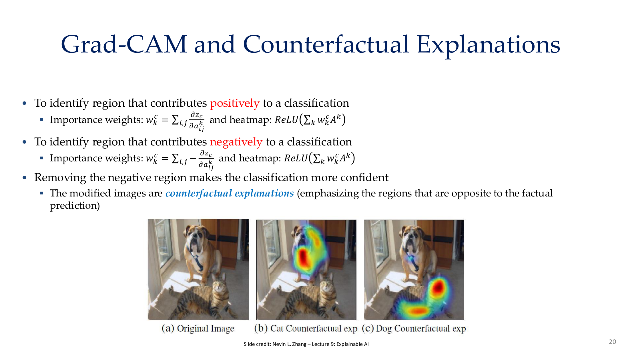 Grad-CAM and counterfactual explanations