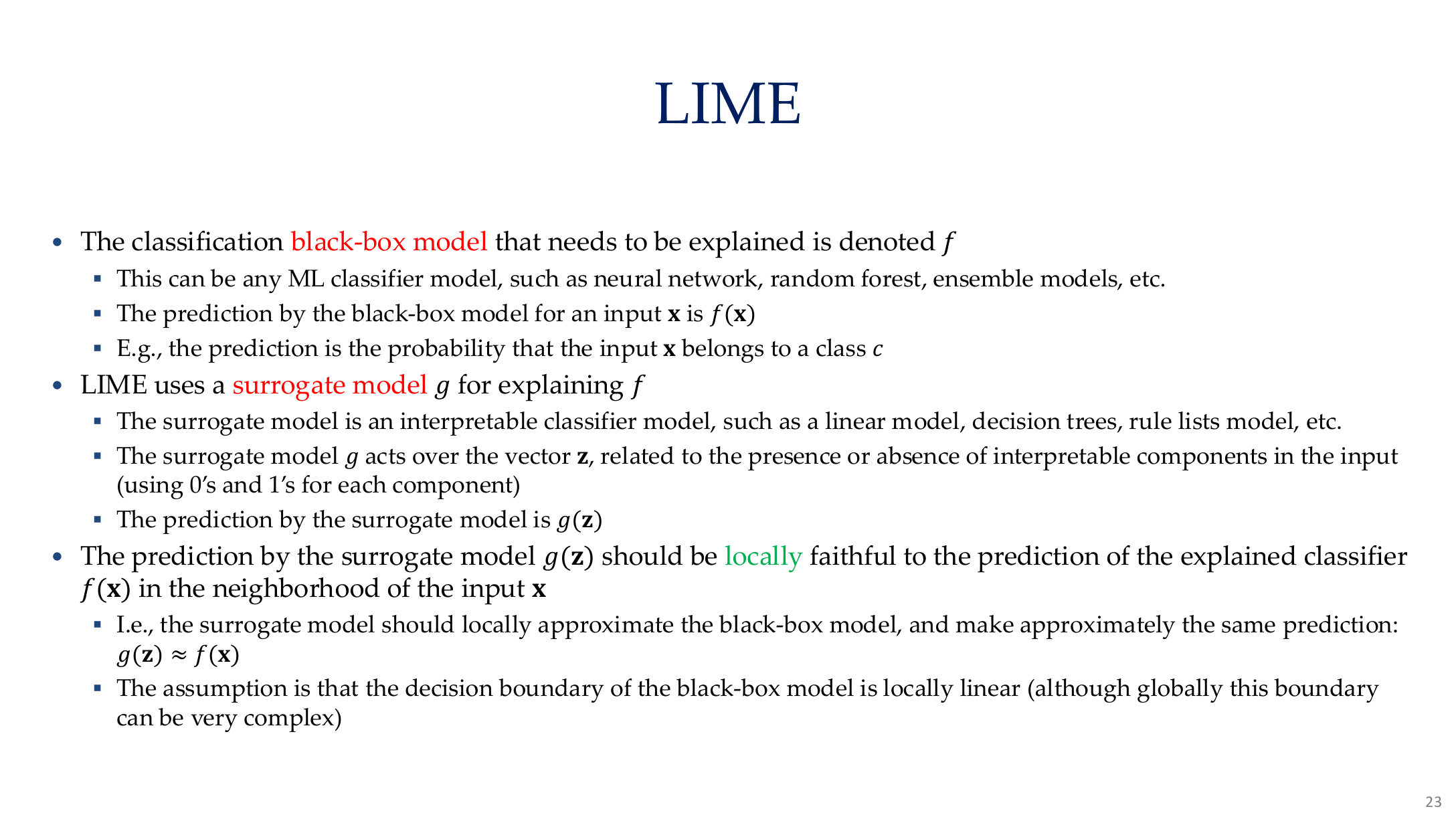 LIME 的局部代理思路