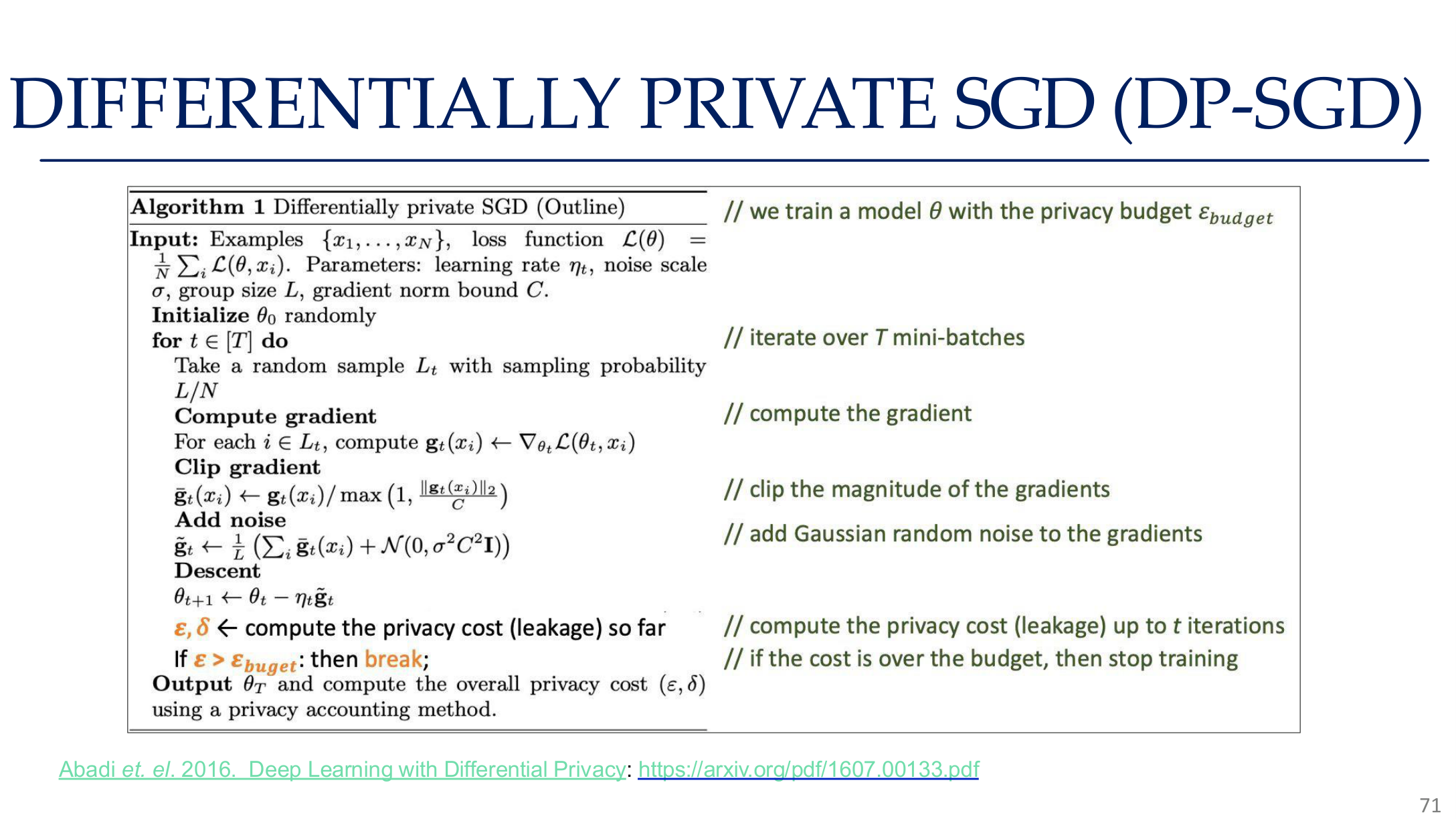 DP-SGD algorithm