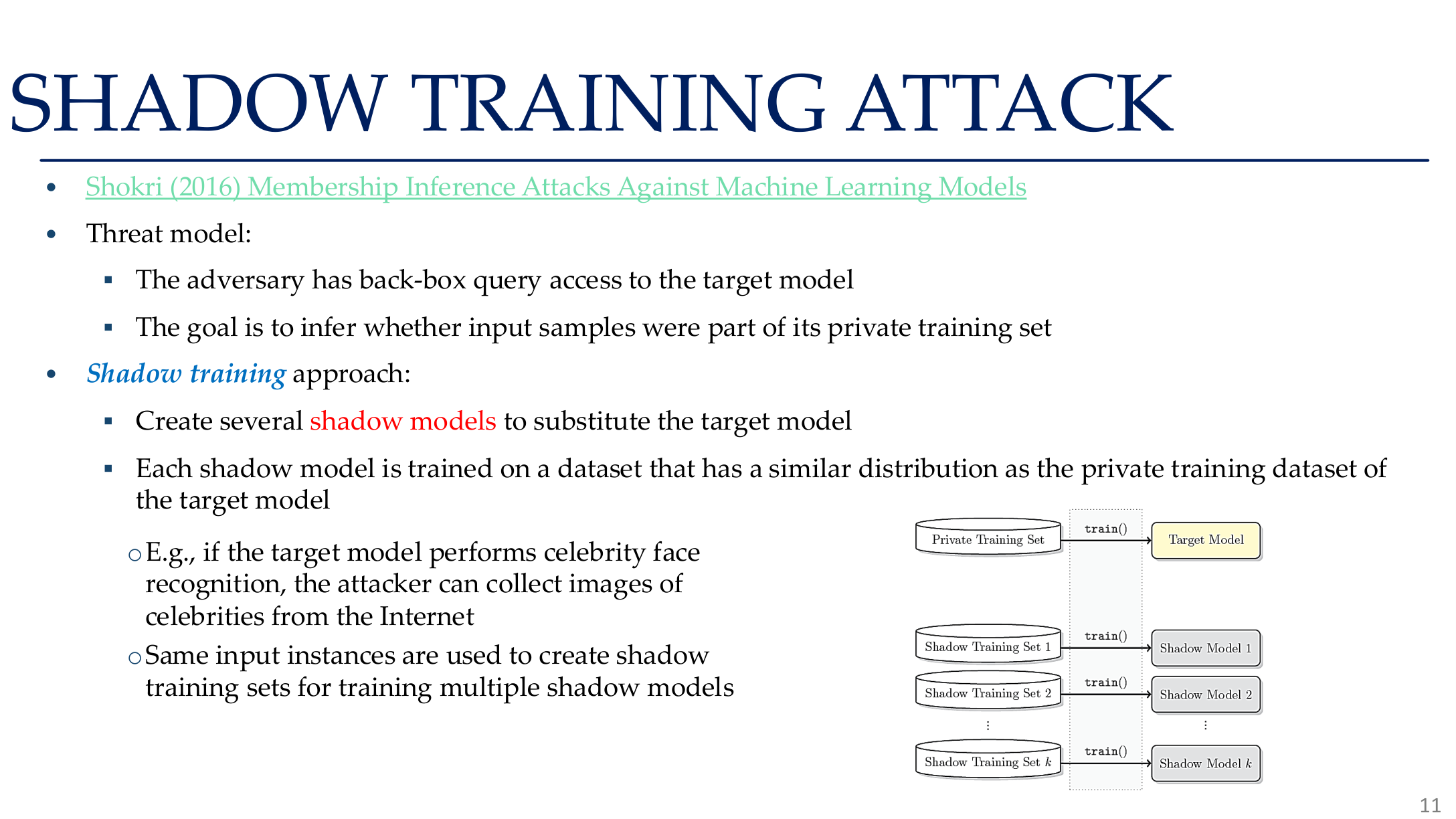 Shadow training attack